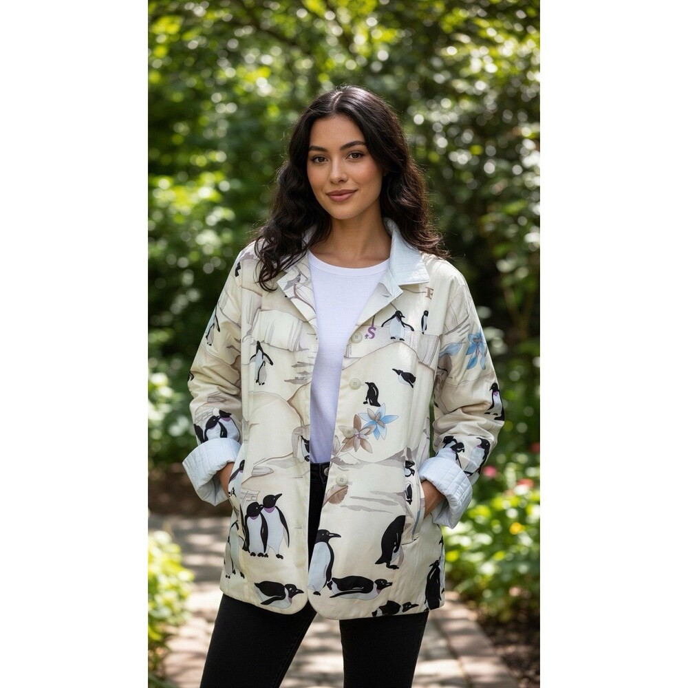 Reversible Leonard Paris Jacket Ice Blue And Penguin Animal Print Size 42